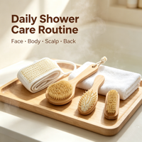 Lot de 4 brosses de bain en bois naturel, ensemble de brosses de bain tendance avec poils de sanglier, peigne à coussin d'air, ceinture exfoliante en sisal, kit de douche écologique pour spa