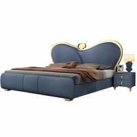 Lit à sommier capitonné en similicuir, design italien, luxueux, confortable et moelleux, structure en pin massif, taille Queen/King