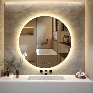 Espejo de baño inteligente <span class=keywords><strong>LED</strong></span> redondo moderno, espejo de pantalla táctil luminoso antivaho montado en la pared con lámpara integrada - Product Image 2