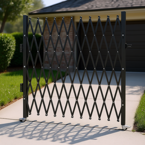 Porte de sécurité pliante accordéon 75 x 50 pouces en acier, rétractable pour garage et abri, commande manuelle, design industriel - Product Image 2