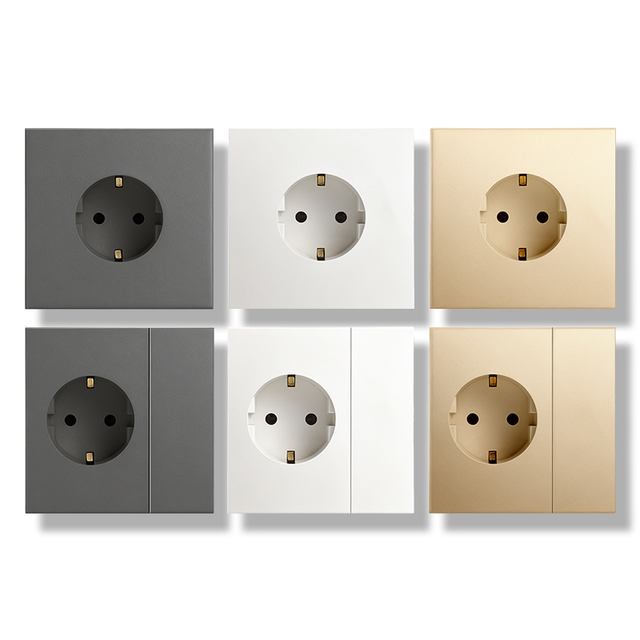Decorative Wall Switches Manufacture PC Matt Skin Friendly Feeling Panel EU Power Plug With 1 Gang Electric Home Wall Socket