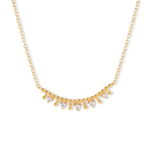Collar de Clavícula ROXI S925 de Plata de Ley con Corona Dorada y Circonita, Diseño Creativo y Versátil - Product Image 1