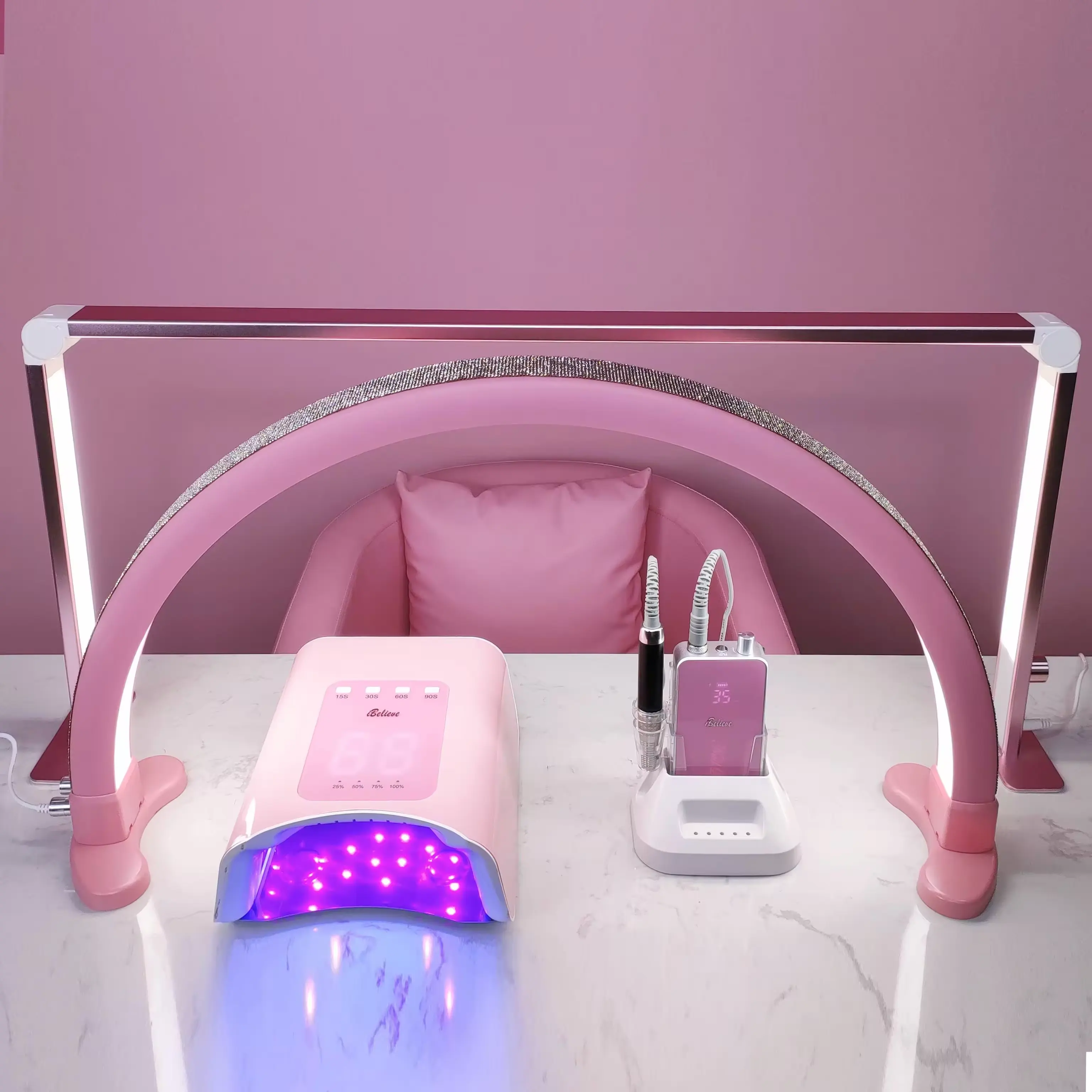 All'ingrosso 2024 popolare nuovo lusso rosa luna luce lampada per unghie personalizzare Logo rosa metà Nail lampada produttori di fornitura