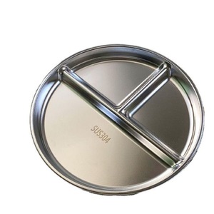 Plato Dividido de Acero Inoxidable Grabado, Apto para Microondas, para Camping, 9 Pulgadas, Control de Porciones para Adultos y Niños Pequeños, <span class=keywords><strong>Dieta</strong></span> Bariátrica y Diabética - Product Image 1