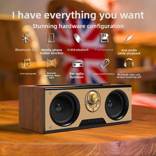 Wireless for Speaker Built-in Battery High Volume Dual Speakers Compact Plastic Design for Home Car Card Slot Subwoofer