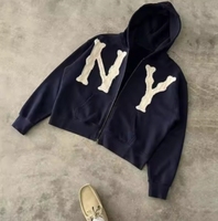 Veste à capuche en faux cuir PU personnalisée pour hommes Lettres unisexes en relief Automne Street Print Winter Season Hoodie