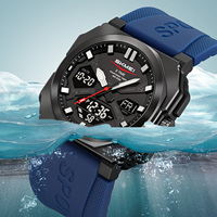 Jam Tangan Digital SKMEI 2418 Persegi Perak Fashionable 5ATM Tahan Air Kronograf Alarm Tanggal Reloj Sport Lampu Latar LED