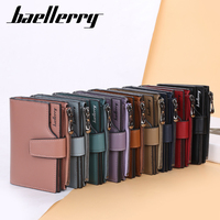 BAELLERY dompet tas genggam wanita, dompet wanita polos ritsleting pendek bercetak grosir pabrik