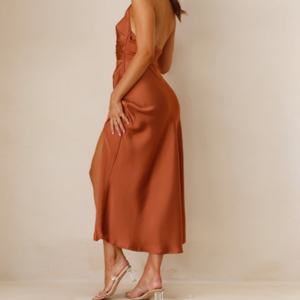 Nuevo Vestido Midi Casual de Verano para Mujer, Cómodo, Moderno, Sin Mangas, Corte Holgado, Material de Satén Tejido Personalizado - Product Image 4