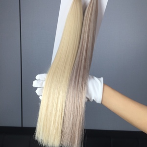 Extensiones de cabello humano Remy 100% de Dragonbeauty Factory, de 10 a 30 pulgadas, tejidas a mano, cabello ruso, color rubio, venta al por mayor. - Product Image 5