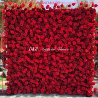 Panel Dinding Bunga Mawar 3D 5D Gulung Grosir, Latar Belakang Bunga Sutra Buatan Warna Burgundy Merah Anggur untuk Dekorasi Toko Pernikahan