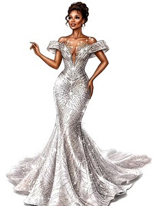 <span class=keywords><strong>Vestidos</strong></span> <span class=keywords><strong>de</strong></span> <span class=keywords><strong>fiesta</strong></span> <span class=keywords><strong>de</strong></span> sirena con lentejuelas brillantes y cristales, vestido <span class=keywords><strong>de</strong></span> noche personalizado con hombros descubiertos, vestido <span class=keywords><strong>de</strong></span> gala para <span class=keywords><strong>fiesta</strong></span> <span class=keywords><strong>de</strong></span> <span class=keywords><strong>boda</strong></span> Aso Ebi - Product Image 4