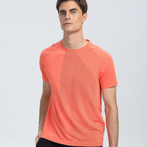 T-shirt à séchage rapide pour homme, manches courtes, col rond, avec motif, vêtements de sport, coupe ample, tissu fin - Product Image 2