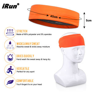 IRun हेडबैंड विक्रेताओं थोक सस्ता अवशोषित पसीना कस्टम प्रिंट लोगो बास्केटबॉल खेल लोचदार हेडबैंड - Product Image 2