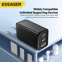 Cargador Rápido GaN ESSAGER G671A2CU1 Serie 2C1A de 3 Puertos y 67W con USB Tipo C para Teléfono Celular