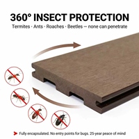 Plancher de terrasse multicouche WPC moderne à grain de bois brossé, système de fixation par clips double verrouillage, pour usage extérieur et jardin, écologique, résistant à l'humidité, ignifuge et stable