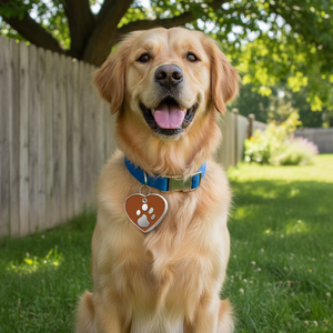 Pet <b>Tag</b> Big Brown Heart With Paw Print Design For Dogs And <b>Cats</b> - Product Image 3