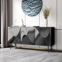 Buffet noir moderne Buffet Armoire Salle à manger Console Table de rangement Décorer Cabinet Armoires de salon