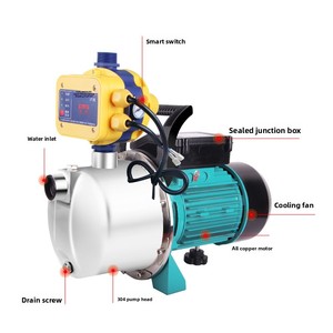 Pompe à jet auto-amorçante en acier inoxydable, haute pression, moteur monophasé, pompe de surpression automatique pour eau potable domestique en profondeur - Product Image 2