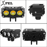 Projecteur LED pour moto PEL 3 lentilles avec ventilateur, lumière auxiliaire à diode bicolore, accessoire de phare étanche