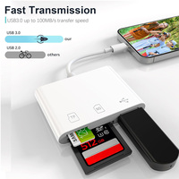 Alta velocidad portátil 3 en 1 Plug & Play USB3.0 hembra OTG compatible Dongle Light-ning a SD TF tarjeta de memoria adaptador de cámara USB