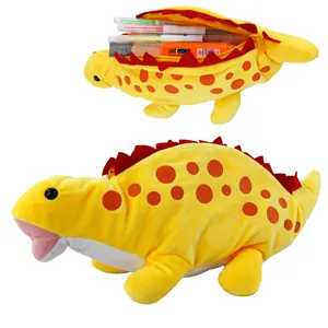 노란 공룡 어린이 필통 맞춤형 봉제 장난감 도매 귀여운 창조적 인 선물 학생 문구