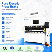 Prensa Plegadora CNC Totalmente Eléctrica de Alta Precisión y Bajo Tiempo de Inactividad, con Servoaccionamiento Sin Aceite, de 113T y 2000mm