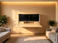 Bureau mural électrique Sit-Stand Murphy pour deux écrans ultra-larges de 27 pouces, poste de travail mural gain de place pour bureau à domicile, double moniteur escamotable OEM