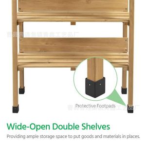 Solid Wood Multi Layer Storage Rack With <b>Hooks</b> 3 Tiers For <b>Garden</b> Tools And Planters - Product Image 3