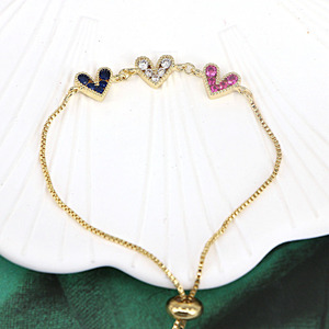 Dia das Mães feminino Dainty Mini Banhado A Ouro Cristal Colorido Cz amor Coração Charm Pulseiras para Mamãe Presentes de Aniversário - Product Image 3