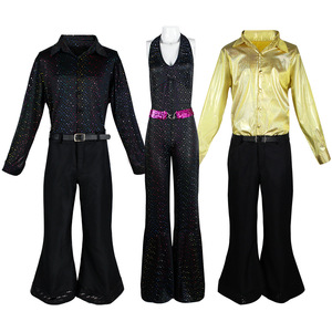 Traje de Actuación Unisex con Estampado Brillante, Spandex y Poliéster, Negro y Dorado, para Cantantes, Hip Hop y Baile - Product Image 1
