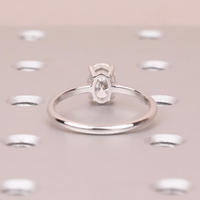 Bague de fiançailles classique solitaire à bande unie avec diamant de laboratoire taille ovale 2 carats en or massif 10K/14K/18K certifié IGI Couleur DEF CVD/HPHT