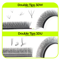 Extensions de cils 3D en forme de W à double pointe, bouquets préfabriqués sous blister