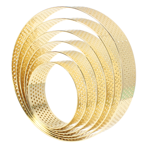<span class=keywords><strong>Moule</strong></span> à <span class=keywords><strong>tarte</strong></span> rond en acier inoxydable <span class=keywords><strong>perforé</strong></span> doré / Anneau à <span class=keywords><strong>tarte</strong></span> - Product Image 6