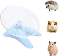 Roda Lari Senyap Bentuk Piring Terbang untuk Hamster, dengan Garis Anti-Selip, Bantalan Baja-Plastik, Mainan untuk Hamster, Gerbil, Landak, dan Hewan Peliharaan Kecil