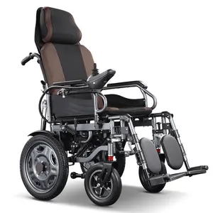 מפעל מכירה ישירה של פלדה חשמלי כיסא גלגלים עם רגליים מתכווננות בחזרה נייד מתקפל כל שטח כיסא גלגלים