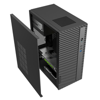 Casing Komputer Metal Mid Tower Custom Lovingcool Factory Warna Hitam M-ATX/ITX, Casing PC untuk Kantor dan Gaming dengan Power Supply