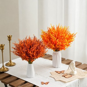 Elegant Faux Autumn Foliage <b>Stems</b> 2027 Orange Red Eucalyptus Grass for Vase Filler Home Harvest Celebration Decor - Product Image 1