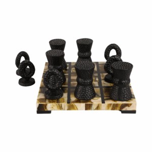 Gioco da tavolo Tic Tac Toe con tabellone in legno dal design unico con X e O, decorazione classica per tavolino da caffè - Product Image 4