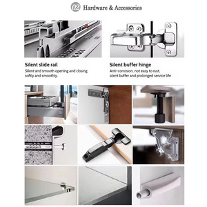 Ensemble de meubles de salle de bain sur pied Housen au design personnalisé avec miroir à portes battantes et armoire latérale - Product Image 4