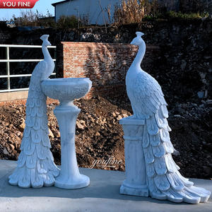 Pot de fleurs de paon sculpté à la main, Sculpture de personnages, grand Vase de planteur en marbre, grands Pots de fleurs - Product Image 4