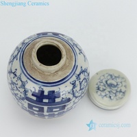 Jingdezhen stoples keramik mini dekorasi rumah pola kebahagiaan ganda kecil porselen biru dan putih cheep RZGC06-H