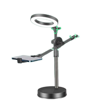 Support de téléphone de bureau avec lumière intégrée, en ABS et acier inoxydable, nouveau style, personnalisable avec logo/emballage