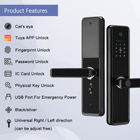 Cerradura Inteligente WiFi Tuya con Cámara de Visión Nocturna, Lector de Huellas Dactilares Semiautomático, Tarjeta RFID, Video en Tiempo Real, Intercomunicador, Sistema en la Nube para el Hogar