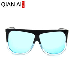 Gafas de sol irregulares Qianai para mujer, montura negra, lentes azules, UV400, ligeras, a la moda, tipo 3, acetato de PC - Product Image 1