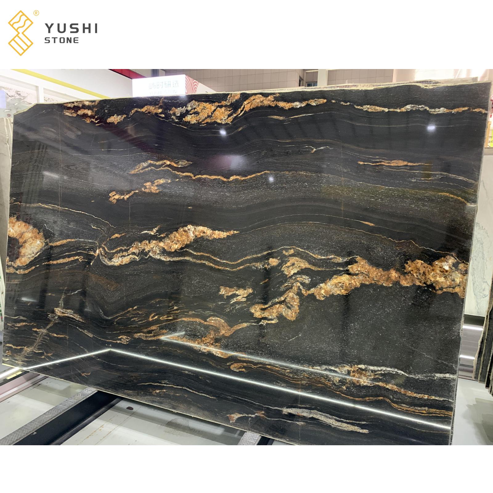 Роскошный космический черный гранит YUSHI, натуральный золотой гранит, магма, золотой гранит для декора стен гостиной