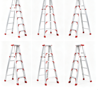 Échelles pliantes industrielles portables en alliage d'aluminium T6061 de 4,2 m, avec pieds réglables, plateforme double planche de 450 mm de large, robustes
