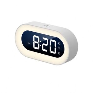 Rechargeable LUMINOVA <b>LED</b> Alarm <b>Clock</b> Night Light Modern Digital Display Oval Shape Mini Bedside <b>Clock</b> Students USB Recharge - Product Image 1