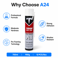 Colle mousse PU TIAN JIAN A24 pour calfeutrage 750ml, mastic polyuréthane à séchage rapide, résistant aux intempéries, pour portes, fenêtres et construction