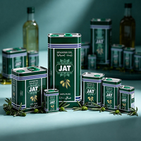 Bidon carré en fer blanc personnalisé avec couvercle à clapet, de 250 ml à 1 L, conteneur métallique vide pour l'emballage d'huiles de cuisson (truffe, noix, avocat, olive)